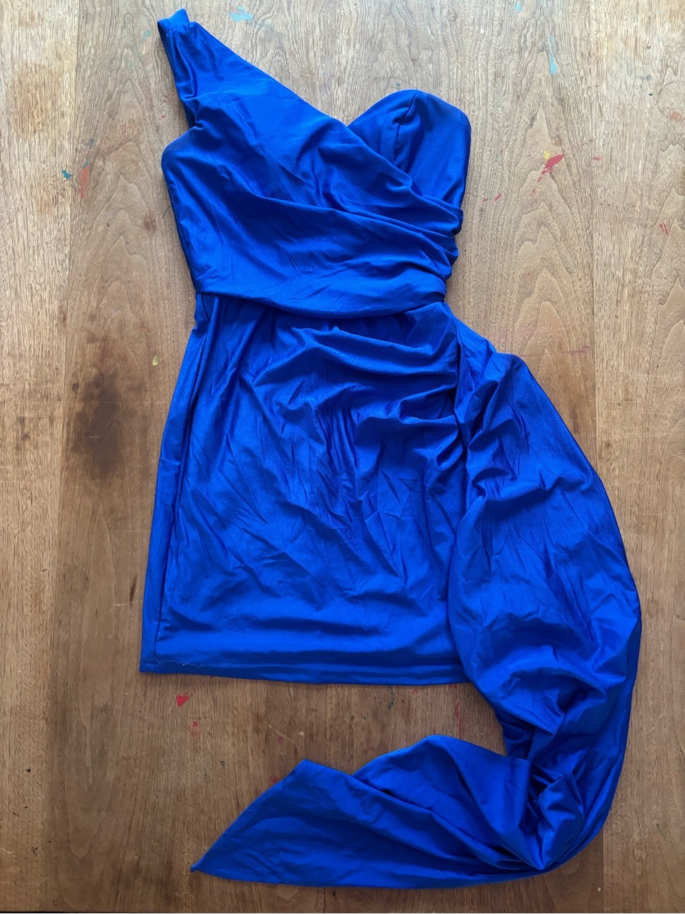 Gianni Bini Royal Blue One-Shoulder Draped Dress